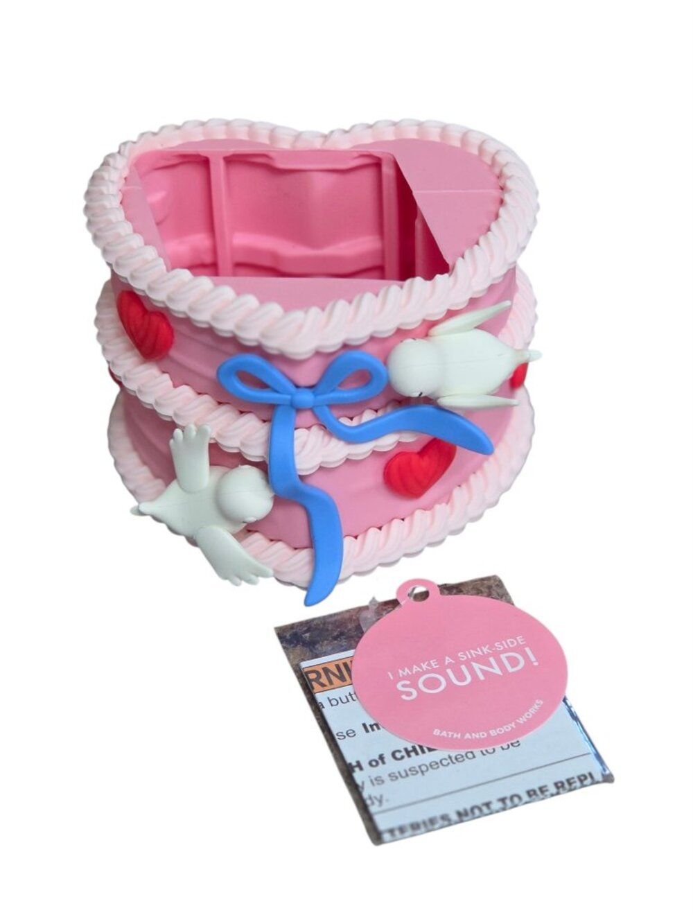 Bath & Body Works PINK VALENTINES CAKE Foaming Soap Holder Sleeve Love Birds